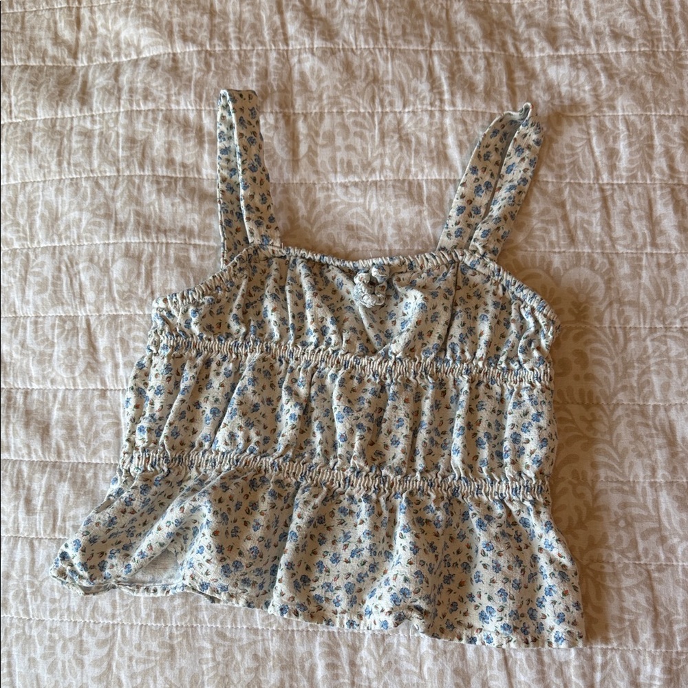 Zara Blue Floral Kids Tank Top
